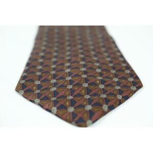 Calvin Klein Mens Silk‎ Tie Multi Color Geometric Navy Burgundy Gray